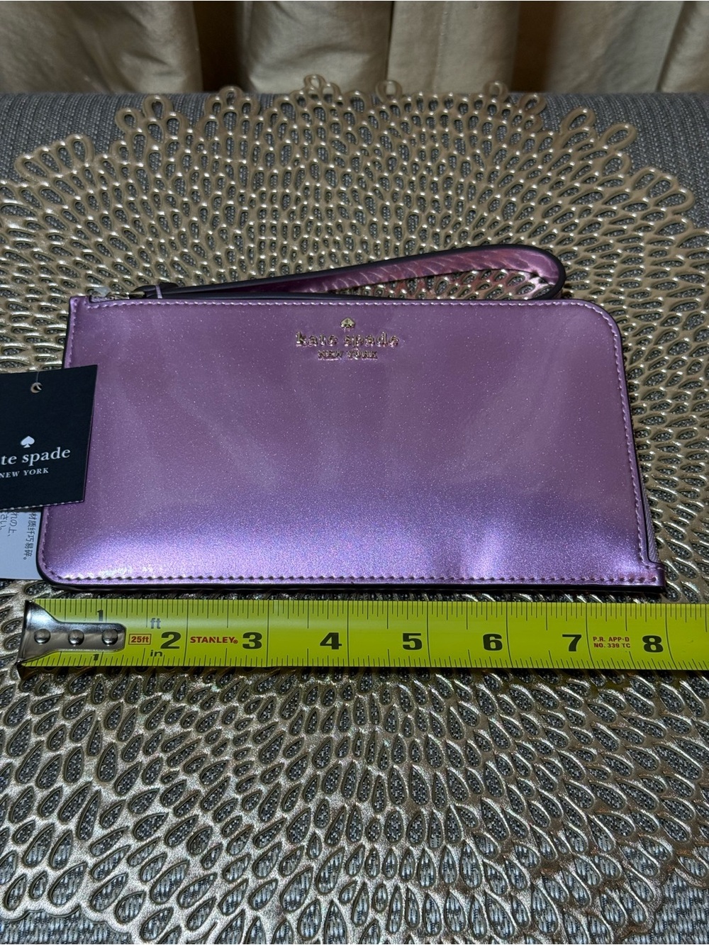 kate spade new york “Lucy” Medium Zip Wristlet – Quartz Pink (Patent Fabric) - Picture 9 of 10